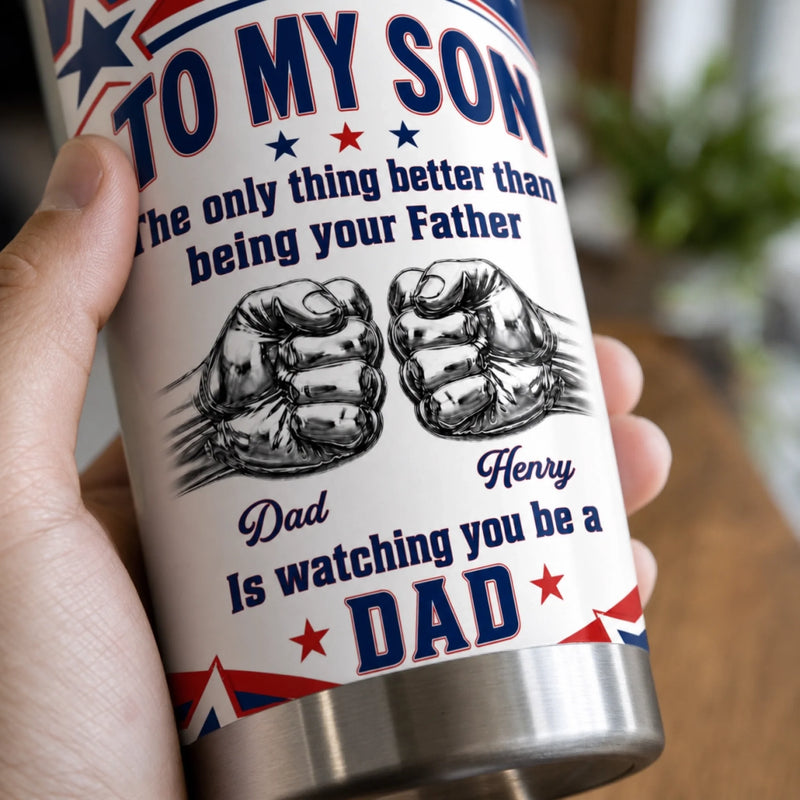 Custom Tumbler - Personalized Father's Day Birthday Gifts For Son - Built Tough Loved Forever