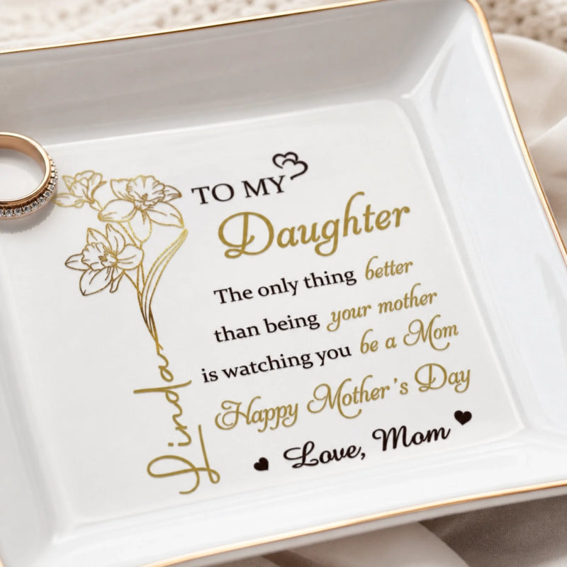 Custom Jewelry Dish - Personalized Mother's Day Birthday Gifts For Daughter - A Graceful Keepsake For Her Story