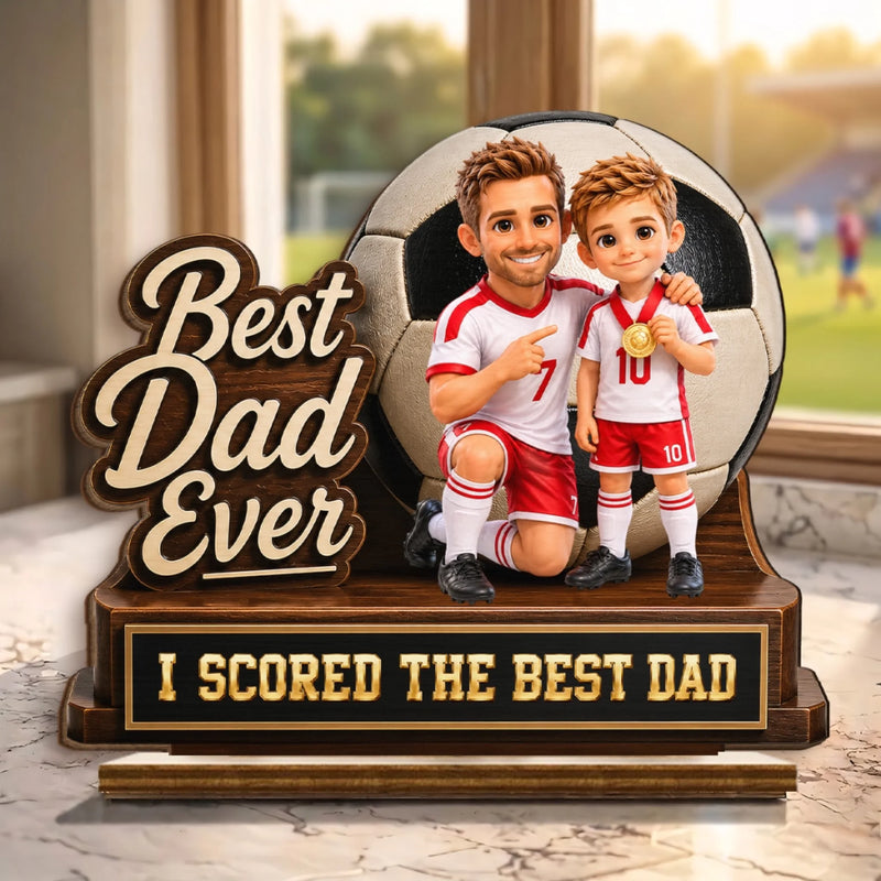Custom Photo LA 2026 Soccer Dad 2-Layered Wooden Plaque - Personalized Father's Day Gifts For Dad, Grandpa, Soccer Lovers, Sports Fans, Sports Lovers - Kick Goals Make Memories