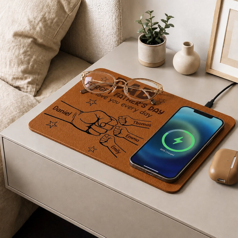 Custom Charging Mat - Personalized Father's Day Birthday Gifts For Dad, Grandpa - We Love You Every Single Day
