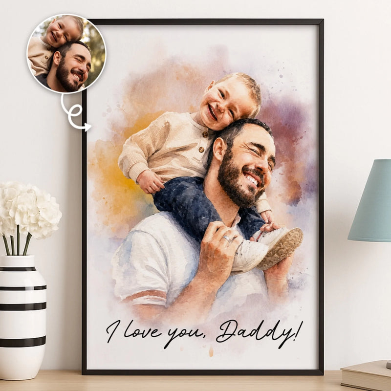 Custom Photo Vertical Poster - Personalized Father's Day Birthday Gifts For Dad, Grandpa - Forever Thankful For Dad’s Love