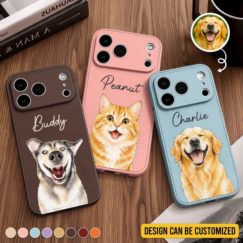 Custom Photo Leather Phone Case - Personalized Birthday Gifts For Dog Cat Lovers, Dog Dad And Mom, Cat Owners - Living That Proud Pet Life