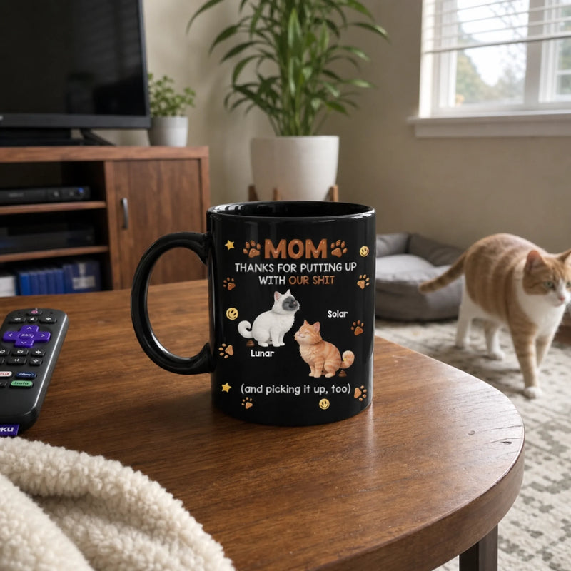 Custom Black Mug - Personalized Mother's Day Father's Day Gifts For Dog Cat Lovers, Dog Dad And Mom, Cat Owners - Sorry For The Chaos