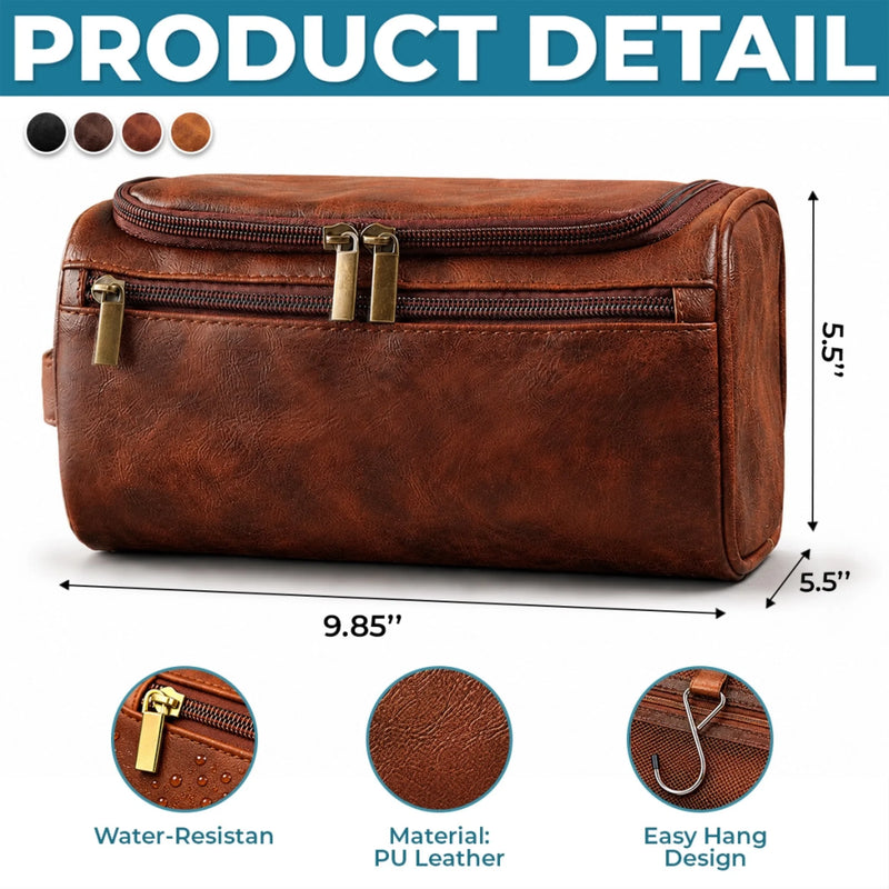 Custom Photo Leather Toiletry Bag - Personalized Father's Day Birthday Gifts For Dad, Grandpa - Forever Proud To Call You Dad