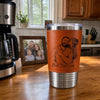 Custom Photo Printed Leather Tumbler - Personalized Father's Day Birthday Gifts For Dad, Grandpa - Faith Family Fatherhood