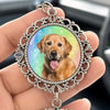 Custom Photo A Piece Of My Heart Is At The Rainbow Bridge - Memorial Personalized Custom Metal Car Hanging Ornament With Charm - Sympathy Gift For Pet Owners, Pet Lovers