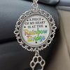 Custom Photo A Piece Of My Heart Is At The Rainbow Bridge - Memorial Personalized Custom Metal Car Hanging Ornament With Charm - Sympathy Gift For Pet Owners, Pet Lovers