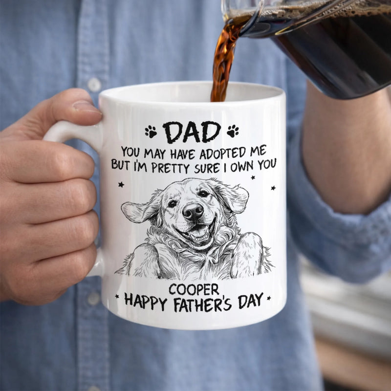 Custom Photo Mug - Personalized Father's Day Birthday Gifts For Dog Cat Lovers, Dog Dad, Cat Owners - You Adopted Me, I Trained You