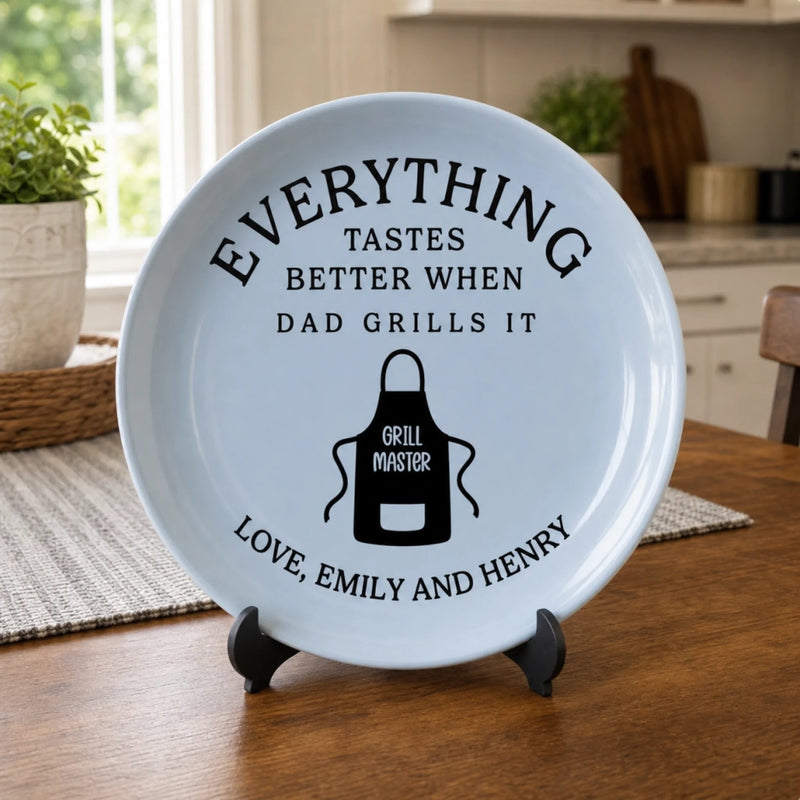 Custom Ceramic Plate - Personalized Father's Day Birthday Gifts For Dad, Grandpa - Served With Love Always