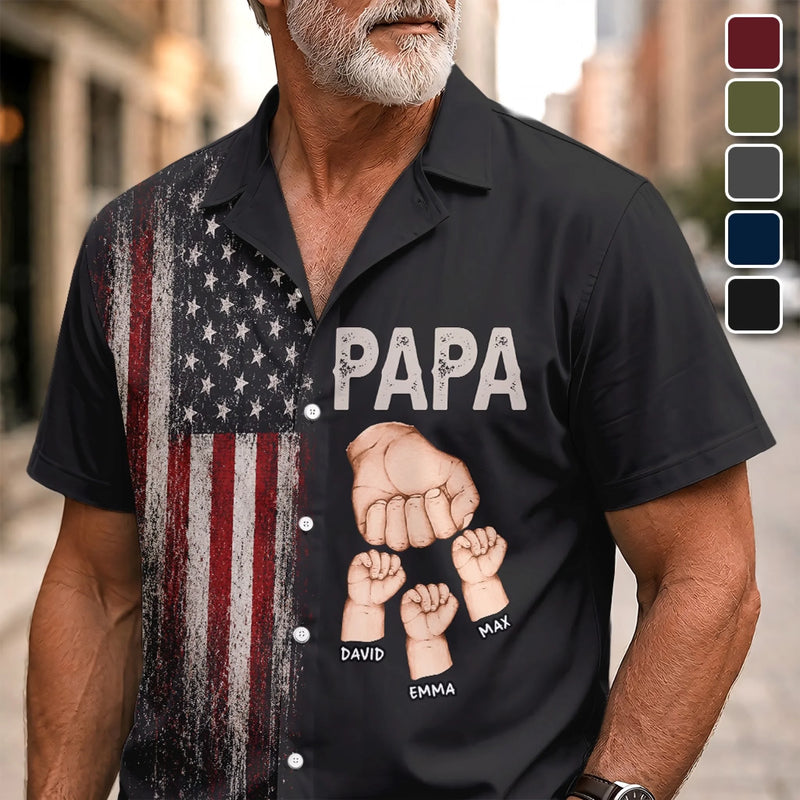 Custom Unisex Tropical Hawaiian Aloha Shirt - Personalized America 250th Anniversary Father's Day Gifts For Dad, Grandpa - Freedom Family Dad
