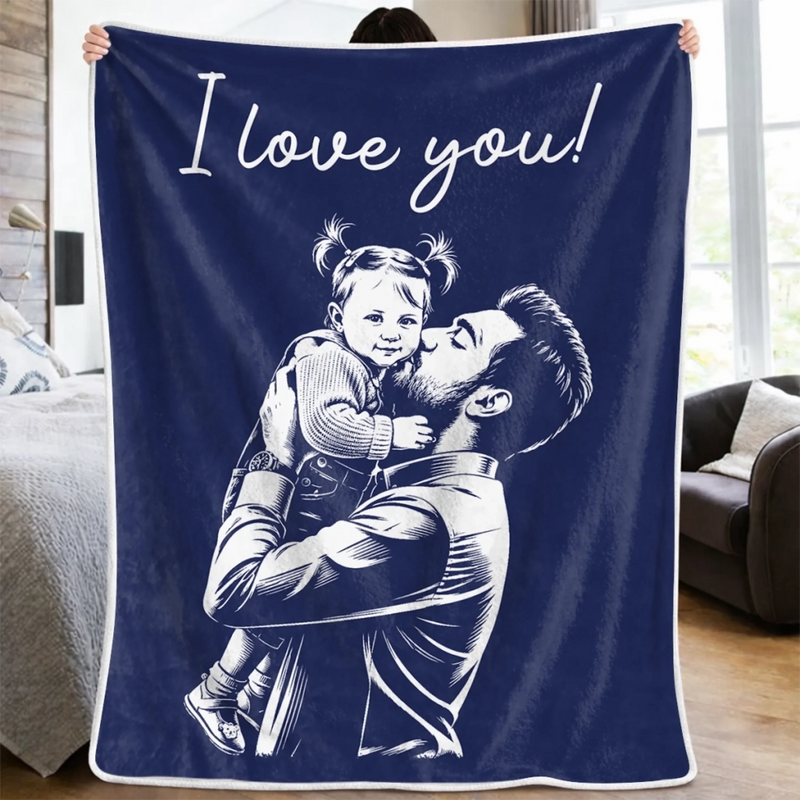 Custom Photo Blanket - Personalized Father's Day Gifts For Dad, Grandpa - Thank You For Everything, Dad