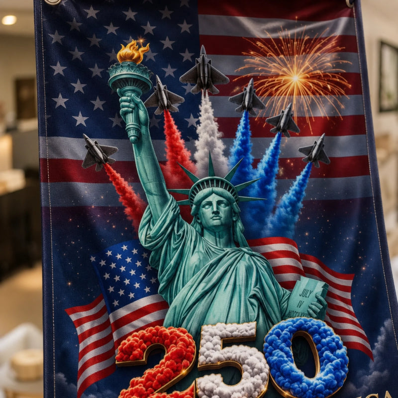 Custom Door Cover - Personalized America 250th Anniversary Gifts For Mom, Dad, Brother, Sister, Kids  - Land Of Liberty Family