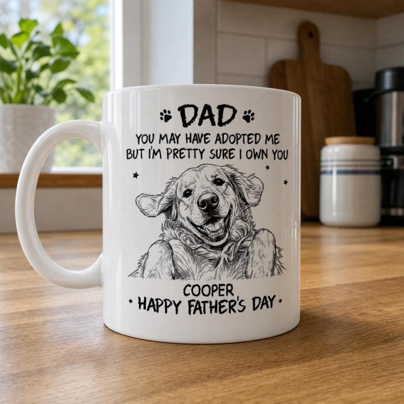 Custom Photo Mug - Personalized Father's Day Birthday Gifts For Dog Cat Lovers, Dog Dad, Cat Owners - You Adopted Me, I Trained You