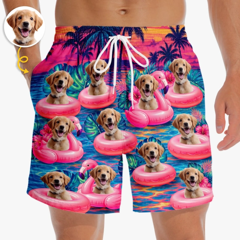 Custom Photo Tropical Hawaiian Aloha Men Beach Shorts - Personalized Summer Vacation And Travel Gifts For Dog Cat Lovers, Dog Dad And Mom, Cat Owners - Pure Vitamin Sea Boost