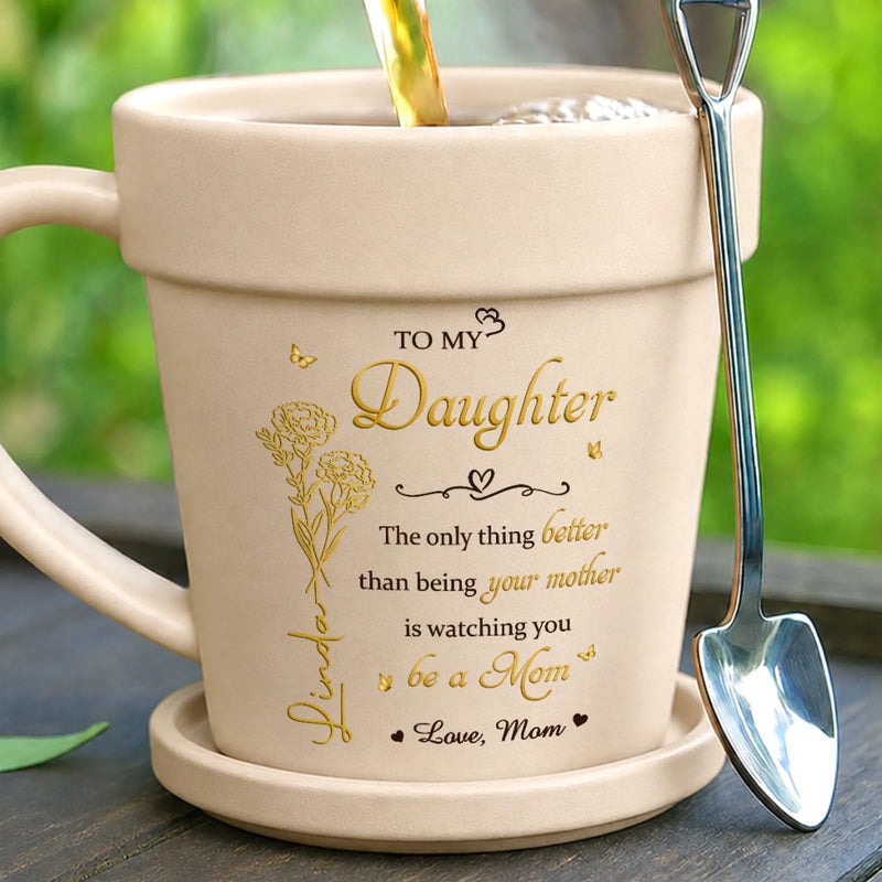 Custom Plant Pot Ceramic Mug - Personalized Birthday Garden Gifts For Gardeners, Daughter - Your Growth Is My Joy