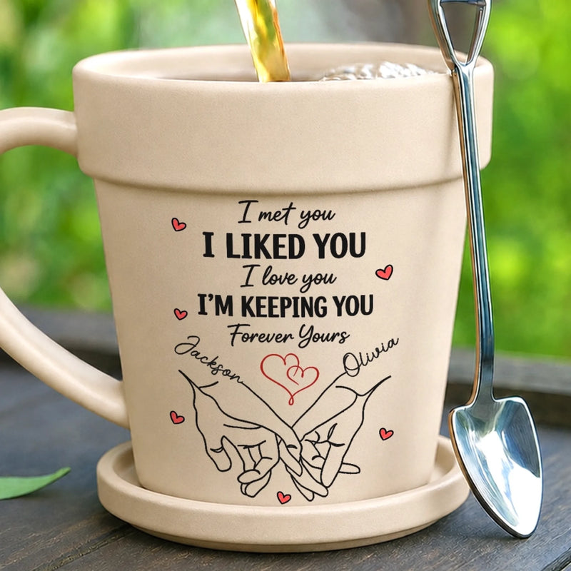 Custom Plant Pot Ceramic Mug - Personalized Birthday Garden Gifts For Husband And Wife, Him And Her - A Promise Kept Forever
