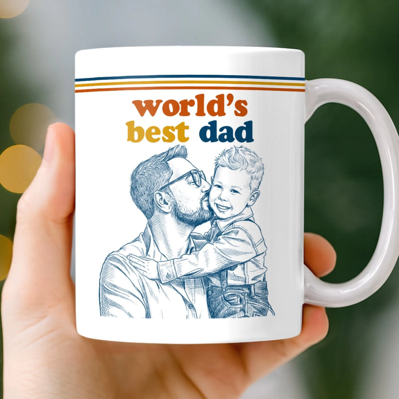 Custom Photo Mug - Personalized Father's Day Birthday Gifts For Dad, Grandpa, Husband - World’s Best Dad Ever