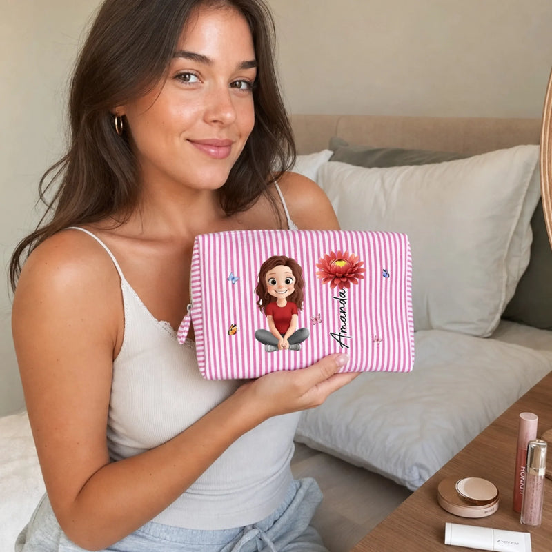 Custom Makeup Bag – Personalized  Best Friend Birthday Gifts For Women, Besties, Sisters, BFF – Beautiful Strong And Loved