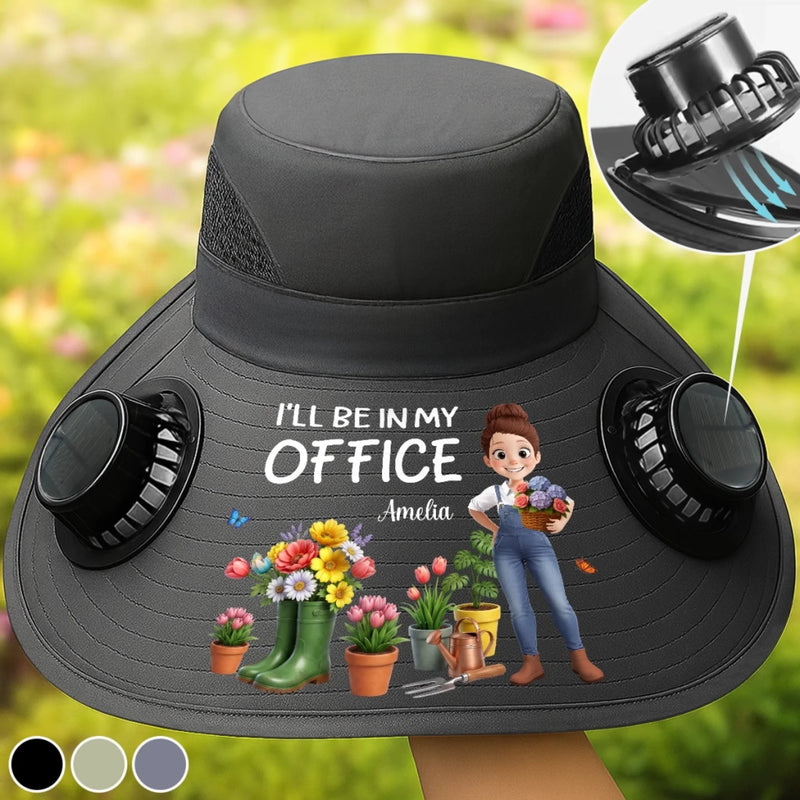 Custom Hat With Fans Solar Power - Personalized Birthday Garden Gifts For Gardeners - Heading To My Green Office