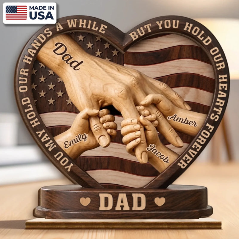 Custom 2-Layered Wooden Plaque - Personalized Father's Day Birthday Gifts For Dad, Grandpa - Dad’s Love Is Our Foundation