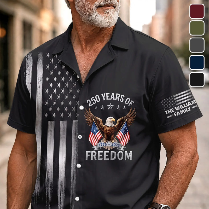 Custom Unisex Tropical Hawaiian Aloha Shirt - Personalized America 250th Anniversary Gifts For Mom, Dad, Brother, Sister, Kids - Generations United In Freedom