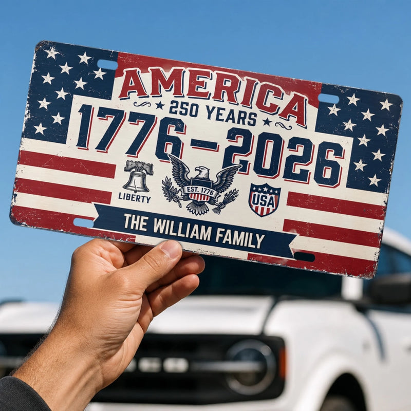 Custom License Plate - Personalized America 250th Anniversary Gifts For Mom, Dad, Brother, Sister, Kids - We Shine Best Together