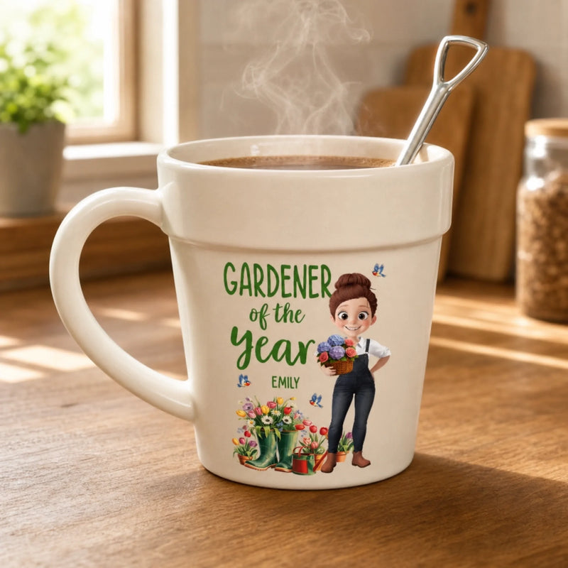 Custom Plant Pot Ceramic Mug - Personalized Birthday Garden Gifts For Gardeners - My Happy, Blooming Sanctuary