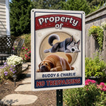 Custom Pet Name Sleeping Dog Property Sign for Dog Lovers - Personalized Metal Sign