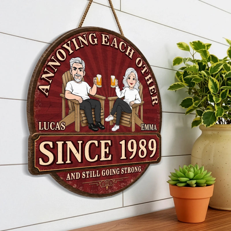 Custom Wood Sign - Personalized Anniversary Wedding Gifts For Husband And Wife, Him And Her - Laughter, Wrinkles And True Love