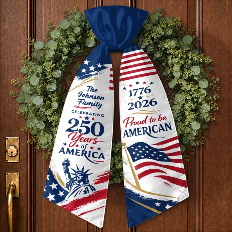 Custom Decorative Sash - Personalized America 250th Anniversary Gifts For Mom, Dad, Brother, Sister, Kids - United In Freedom