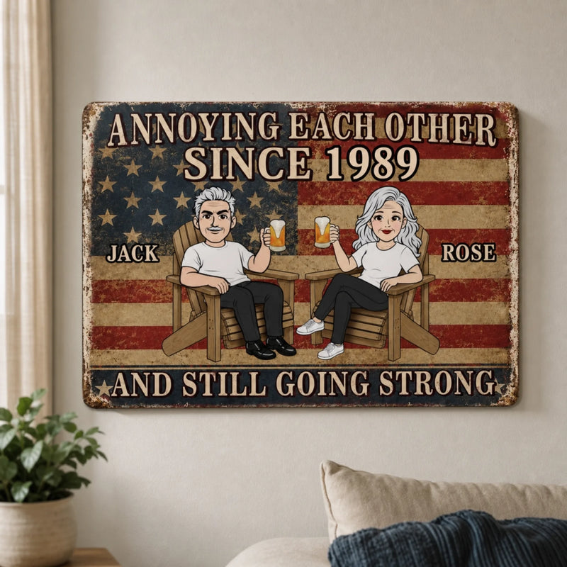 Custom Home Decor Metal Sign - Personalized America 250th Anniversary Wedding Gifts For Husband And Wife, Him And Her - Forever Bound By Love