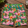 Custom Photo Tropical Hawaiian Aloha Men Beach Shorts - Personalized Summer Vacation And Travel Gifts For Dog Cat Lovers, Dog Dad And Mom, Cat Owners - Tropical Parrots, Furry Smiles