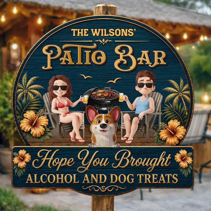 Custom Wood Sign - Personalized Summer Vacation And Travel Gifts For Husband And Wife, Dog Dad And Mom - Patio Bar, Furry Rules Tonight