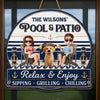 Custom Wood Sign - Personalized Summer Vacation And Travel Gifts For Husband And Wife, Dog Dad And Mom - Our Furry Pool Party Crew