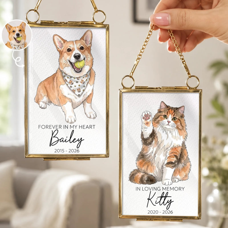 Custom Photo Frame Ornament - Personalized Pet Memorial Sympathy Gifts For Dogs, Cats - Forever Loved Forever Missed