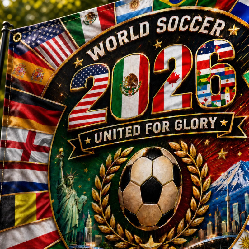Custom World Football Backdrop - Personalized Birthday Gifts For Football Lovers, Sports Fans, Sports Lovers - United For Global Soccer Glory