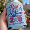 Custom Leather Can Cooler - Personalized America 250th Anniversary Gifts For Mom, Dad, Brother, Sister, Kids - Freedom Lives Here