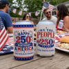 Custom Leather Can Cooler - Personalized America 250th Anniversary Gifts For Mom, Dad, Brother, Sister, Kids - Freedom Lives Here