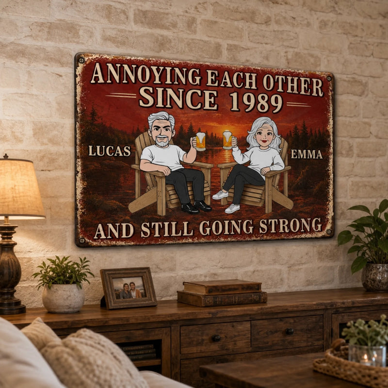 Custom Home Decor Metal Sign - Personalized Anniversary Wedding Gifts For Husband And Wife, Him And Her - Crazy Together Since Forever