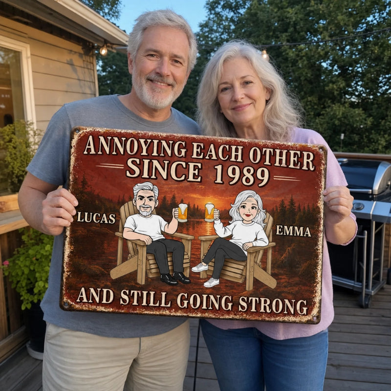 Custom Home Decor Metal Sign - Personalized Anniversary Wedding Gifts For Husband And Wife, Him And Her - Crazy Together Since Forever