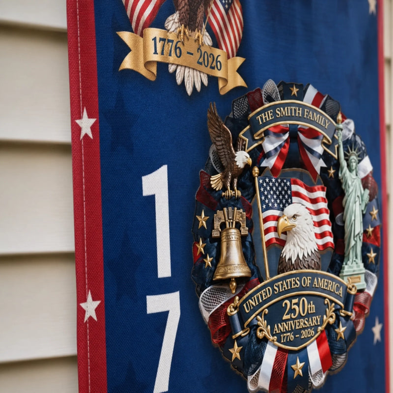 Custom Porch Banner Set - Personalized America 250th Anniversary Gifts For Mom, Dad, Brother, Sister, Kids - Freedom Never Fades