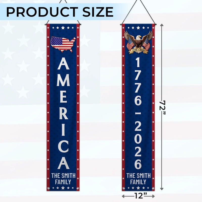Custom Porch Banner Set - Personalized America 250th Anniversary Gifts For Mom, Dad, Brother, Sister, Kids - Freedom Never Fades