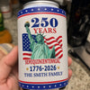 Custom Leather Can Cooler - Personalized America 250th Anniversary Gifts For Mom, Dad, Brother, Sister, Kids - Stars Stripes And Pride