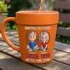 Custom Plant Pot Ceramic Mug - Personalized Birthday Garden Gifts For Husband And Wife, Him And Her - Growing Older, Loving Deeper