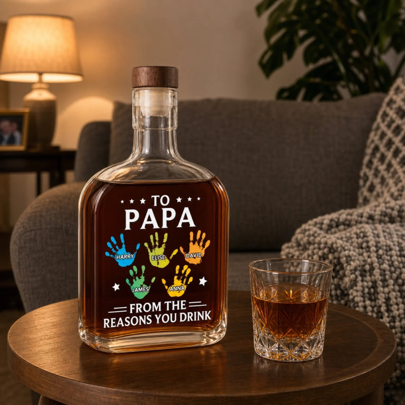 Custom Liquor Decanter - Personalized Father's Day Birthday Gifts For Dad, Grandpa - To My First And Forever Hero