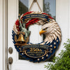 Custom Wood Sign - Personalized America 250th Anniversary Gifts For Mom, Dad, Brother, Sister, Kids - Bald Eagle Patriotic