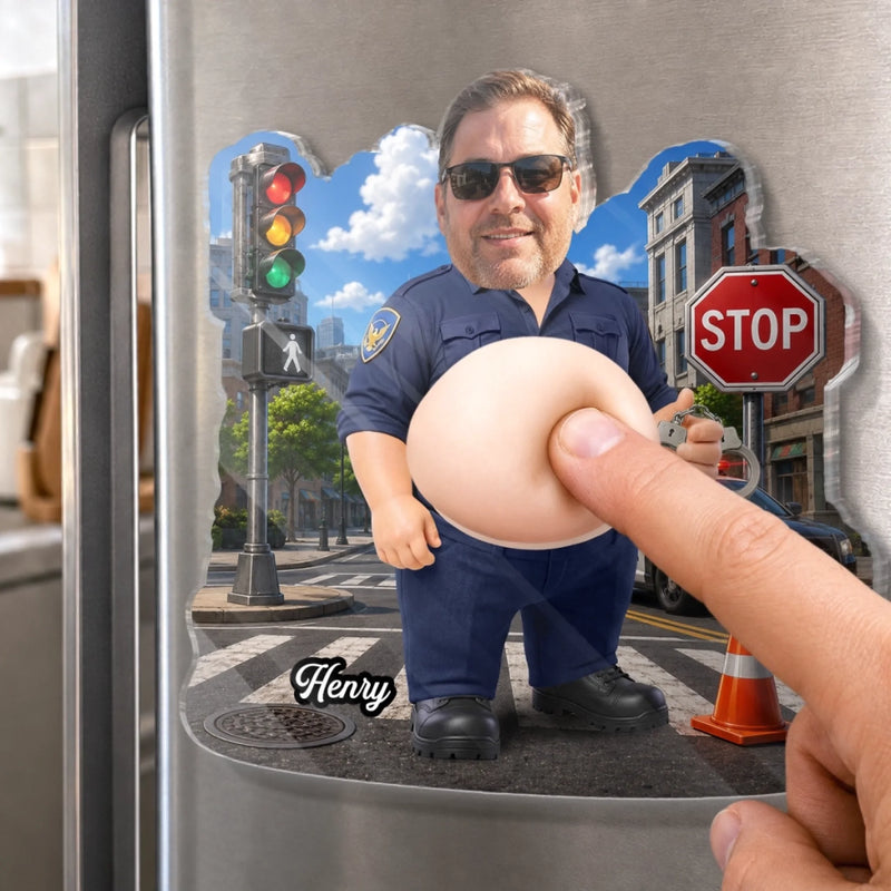Custom Photo Dad Bod Belly Squishy Acrylic Fridge Magnet – Personalized Birthday Gift For Police Officer, Coworker – Compassion Is My Superpower