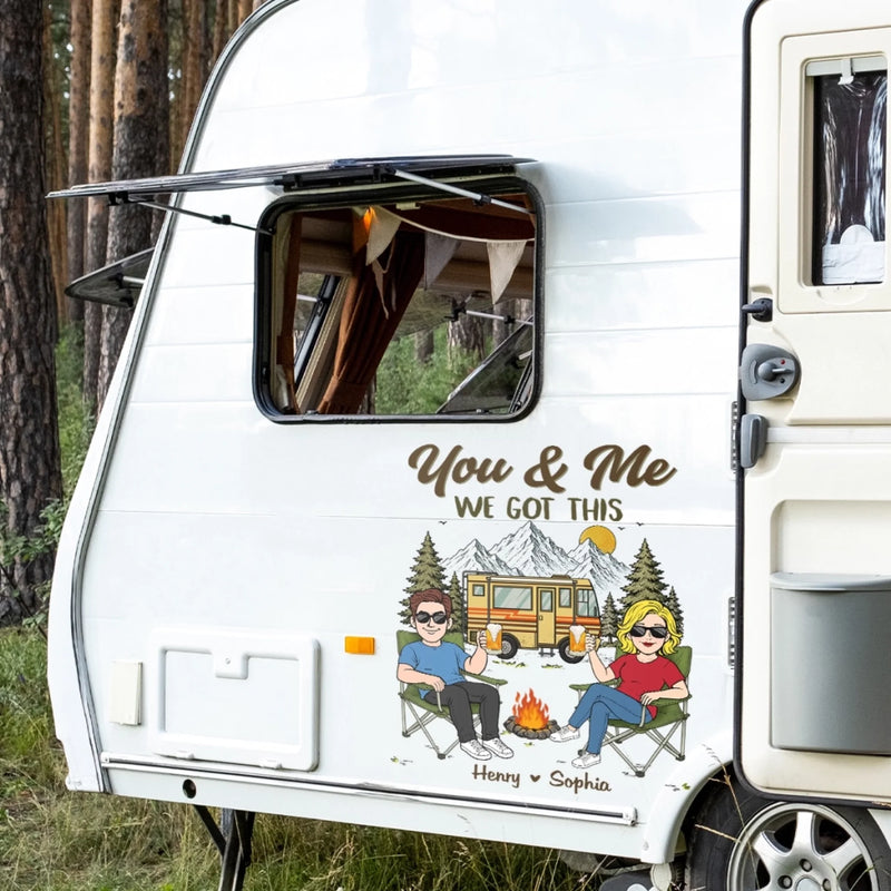 Custom RV Decal - Personalized Anniversary Wedding Camping Gifts For Campers, Husband And Wife, Him And Her - Campfire Love