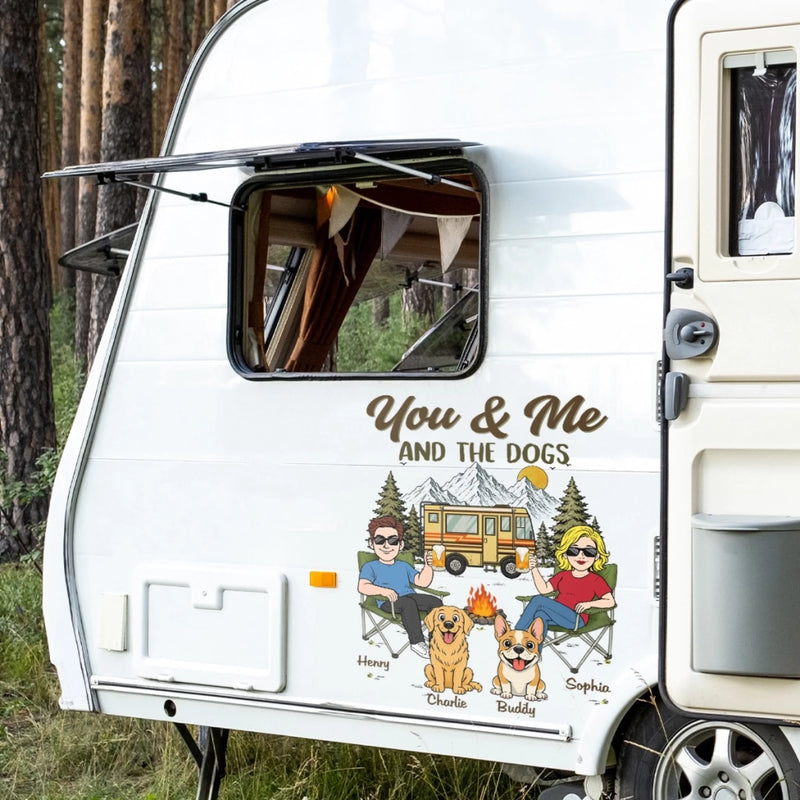 Custom RV Decal -Personalized Anniversary Wedding Camping Gifts For Campers, Husband And Wife, Him And Her, Dog Cat Lovers, Dog Dad And Mom - Adventure Together