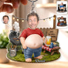 Custom Photo Dad Bod Belly Squishy Acrylic Keychain - Personalized Funny Gifts For Dad, Grandpa - Powered By Snacks